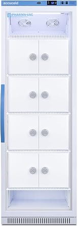 Summit Appliance ARG15PVLOCKER Pharma-Vac 15 Cu.Ft. Upright Glass Door Commercial Vaccine All-Refrigerator with Eight Interior Lockers, Acces Port, Lock and Silver-Ion Handle