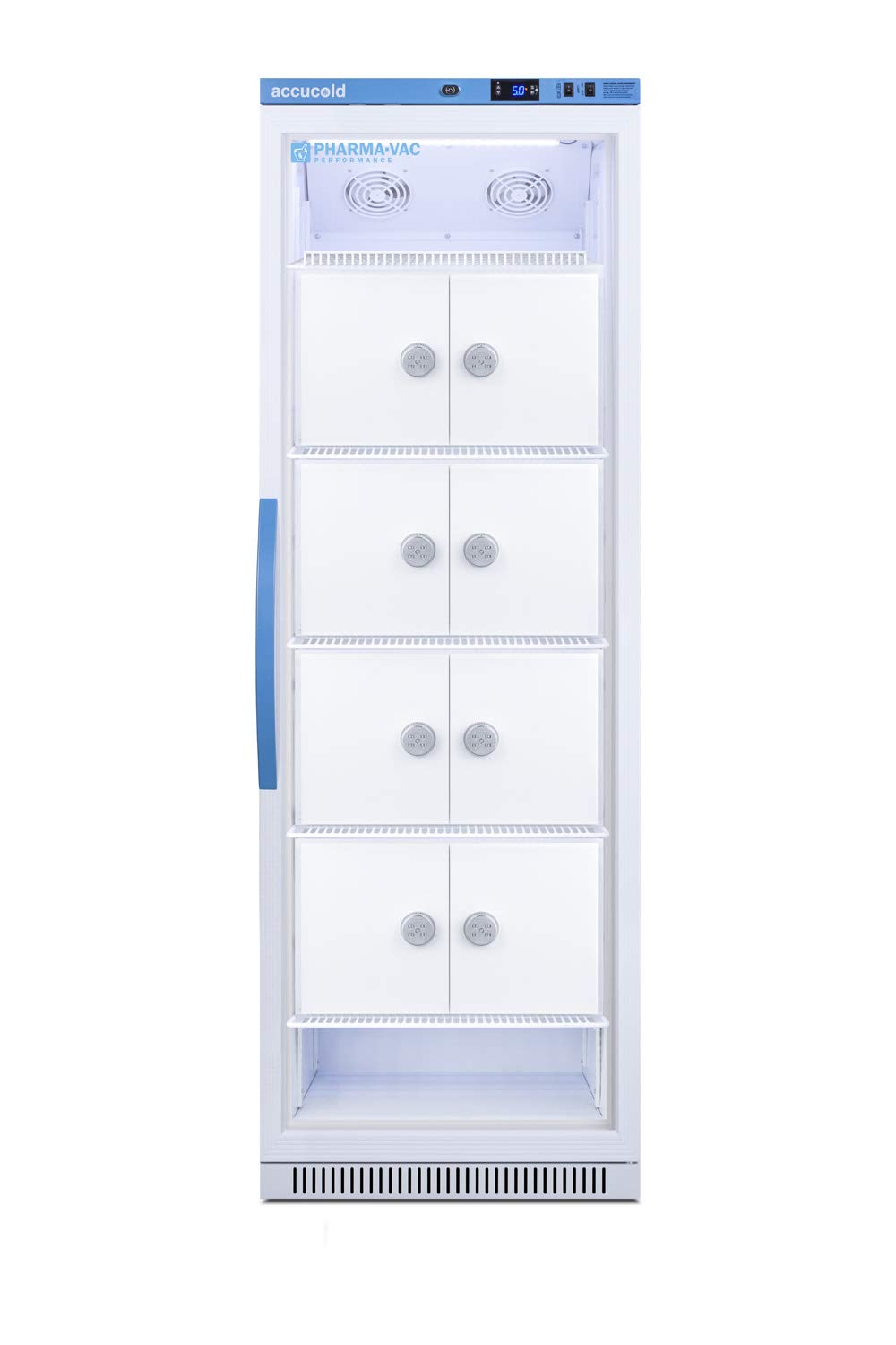Summit Appliance ARG15PVLOCKER Pharma-Vac 15 cu.ft. Upright Glass Door Commercial Vaccine All-Refrigerator With Eight Interior Lockers, Acces Port, Lock And Silver-Ion Handle - View 1 | Fridge.com