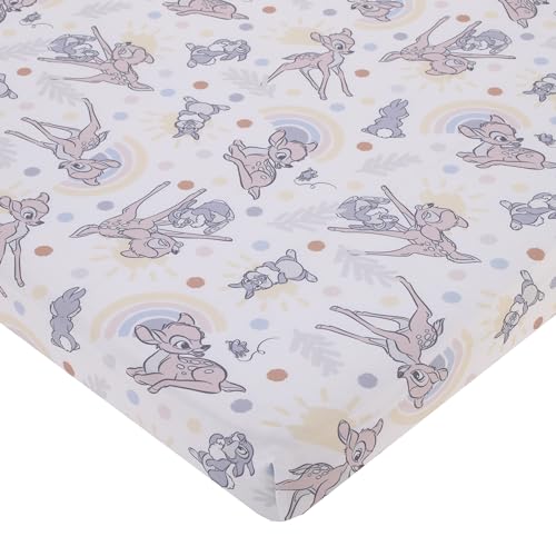 Image of NoJo Disney B is for Bambi Tan, Gray, and White Nursery Fitted Mini Crib Sheet