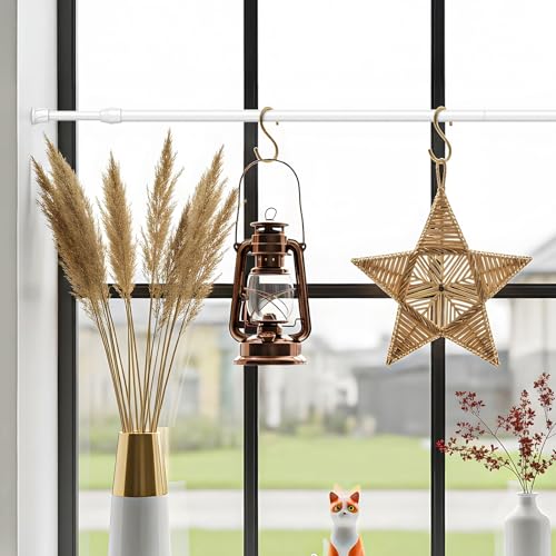 AIZESI 2 Stück Gardinenstange ohne Bohren 42 bis 72cm Weiß, Ø13mm duschstange ohne bohren, Klemmstange zur Anbringung von Gardinen für Fenster, Küche, Kleinere Schränke, und Badezimmer