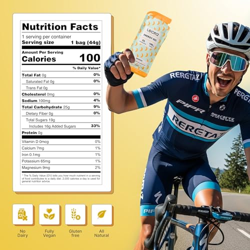 Image of Lecka Energy Gel Banana - 25g Carbs, 100mg Sodium - Real Fruit, No Maltodextrin, Vegan, Gluten-Free - Running and Triathlon Fuel (24 Pack)