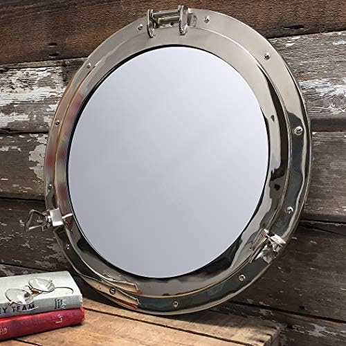 17" Chrome-Finished Aluminum Porthole Mirror for Nautical Ship Décor