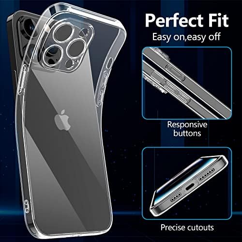 Qasyfanc Case Compatible with iPhone 14 Pro with Camera Protection and 2 Screen Protector, TPU Silicone Crystal Clear Soft Cover Flexible Transparent Shockproof Cover