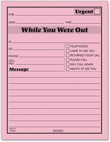 Tops 3002P Printed Message Pads414Inch X512Inch 50 Shtpad12Pk Pink