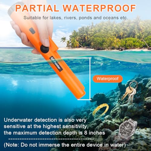 Flintronic Metalldetektor Klein, Tragbar Metallsuchgerät IP66 Wasserdichter, Pinpointer Metalldetektor mit Holster, LED Indicator und 9V Batterie, für Goldsuche, Schmuck, Silber