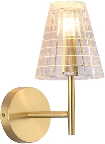 Olskfuh Light/Gold Wall Lamp E14 All Copper Glass Wall Semi-Flush Mount Ing Fixture Compatible With Bedroom Bedside Study Living Room, Wall Sconces,