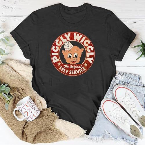 Piggly Wiggly Vintage Self-Service T-Shirt, Retro Grocery Store Tee, Classic Distressed Look, Funny Southern Shirt, Black Cotton Unisex Top3