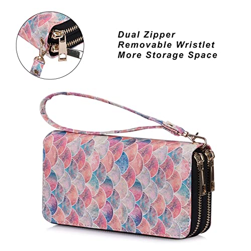 Image of Cellphone Wallet for Women Dual Zipper Long Purse with Removable Wristlet