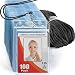 MIFFLIN Vertical ID Name Badge Holder with Woven Lanyard (Satin Black, 100 Pack)