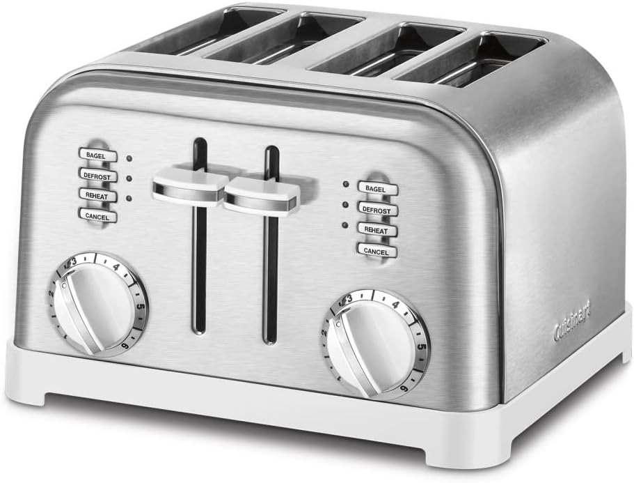 Cuisinart CPT-180WP1 4-Slice Metal Classic Toaster, White/Stainless Steel White 4 Slice-New Toaster