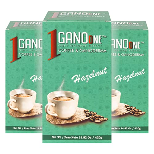 10 Boxes Ganoone 3 In 1 Hazelnut Coffee - Reishi Mushroom Instant Coffee - With Organic Ganoderma Extract - Blend With Creamer And Sugar - Easy To Use 20 Single-Serve Sachets #TOP4