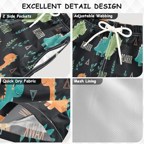 Boys Short Swim Trunks, Toddler Swim Trunk 2t, Cute Dino3