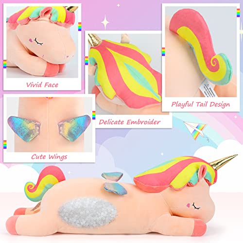 Lizopolo 23.6" Unicorn Weighted Stuffed Animals,3.9Lbs Unicorn Plush, Soft Unicorn Plush Hugging Pillow Toy, For Girls #TOP1
