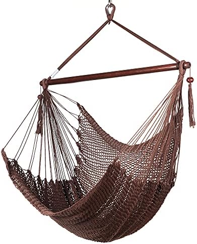 Caribbean Hammock Chair with Footrest - 40 inch - Soft-Spun Polyester - (Mocha)
