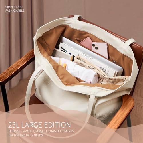 Image of KALIDI Large Tote Bag Vegan Leather Casual Zipper Work Bag Weekender Hobo for Women 16L Oversize Shoulder Travel Purse