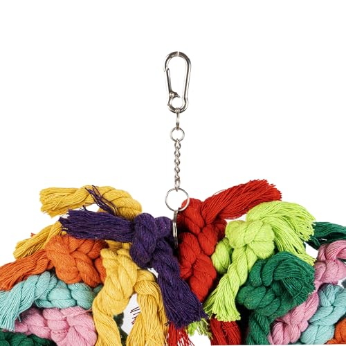 Image of Parrot Swing for Large Birds - Colorful Cotton Rope Hanging Ring Toy for African Grey, Cockatoo, Conure, and Parakeet | Chewing, Exercise, Climbing, and Snuggling (Parrot Swing)