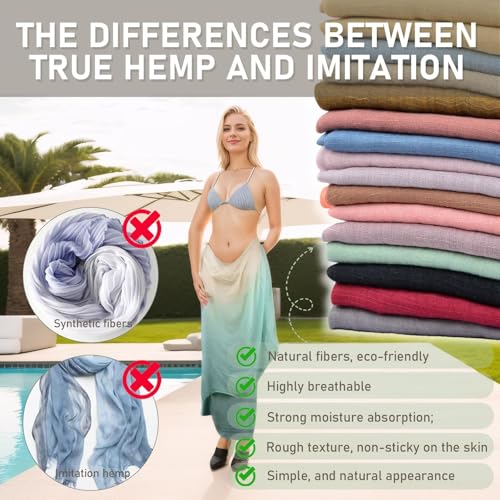 Two-tone Linen Scarf for Women Lightweight Summer Wrap Cotton Shawl Beach Travel Pashmina Gauze 75"×35" 6