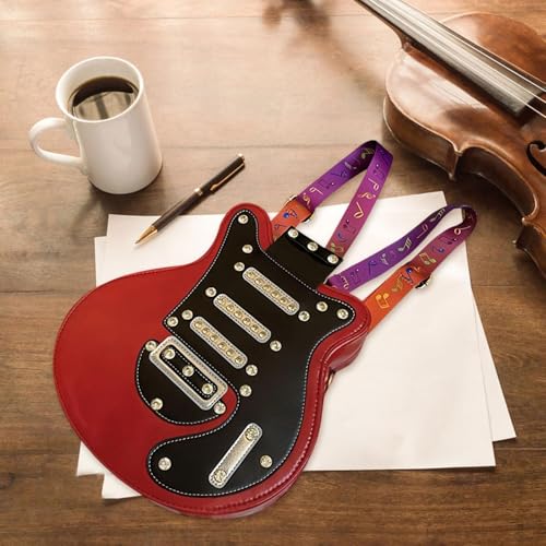 Women Guitar Shaped Backpack Summer Accessories Rucksack for Work Camping Travel, Red3