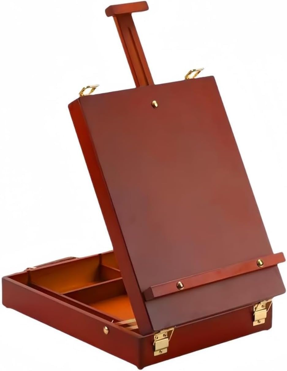 MiluFox 卓上イーゼル 木製 スケッチ 写生用 画板立て 折りたたみ式 高さ調整可能 画材 絵画ボックス 幅27x奥行36x高