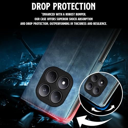 Image of WOW IMAGINE Shock Proof Flip Cover Back Case for Mi Redmi Note 15 5G 2025 | Poco M8 5G (Magnetic Button Flip Case | Wallet Pockets & Stand | Leather Finish | Aquamarine)