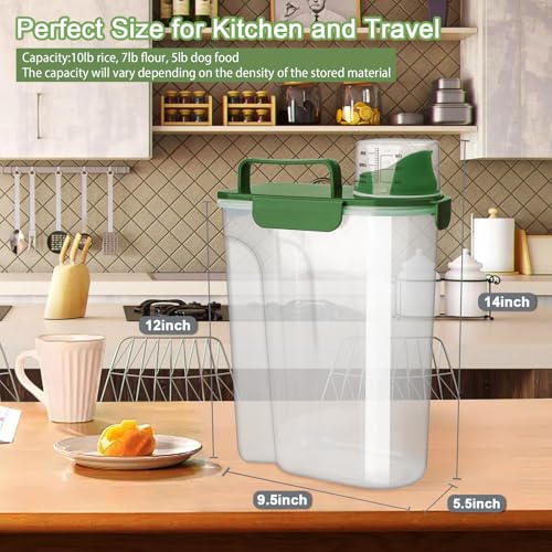 Image of Komzon Rice Container, Airtight Rice Storage Container 10lb, Cereal Containers Storage, BPA Free Food Dispenser with Pouring Spout Handle for Flour Pasta Grain, Pet Dog Cat Bird Food Storage Container