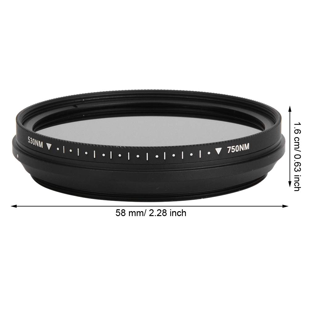 Filtre d'objectif Infrarouge, Calibre 58mm intégré 530-750nm Filtre de caméra Infrarouge réglable intégré pour la Photographie IR d'appareil Photo Reflex numérique