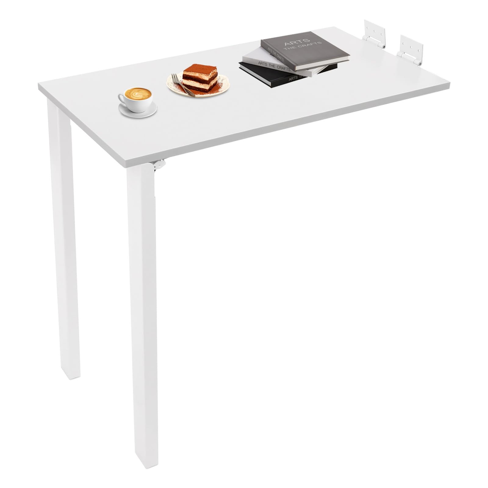 Tragkraft 60 kg, Esstisch, Klapptisch, zusammenklappbar, rechteckig, Wandklapptisch, Wandklapptisch mit Tischbeinen, geeignet für Esszimmer, Schlafzimmer, Wohnzimmer (Weiß)