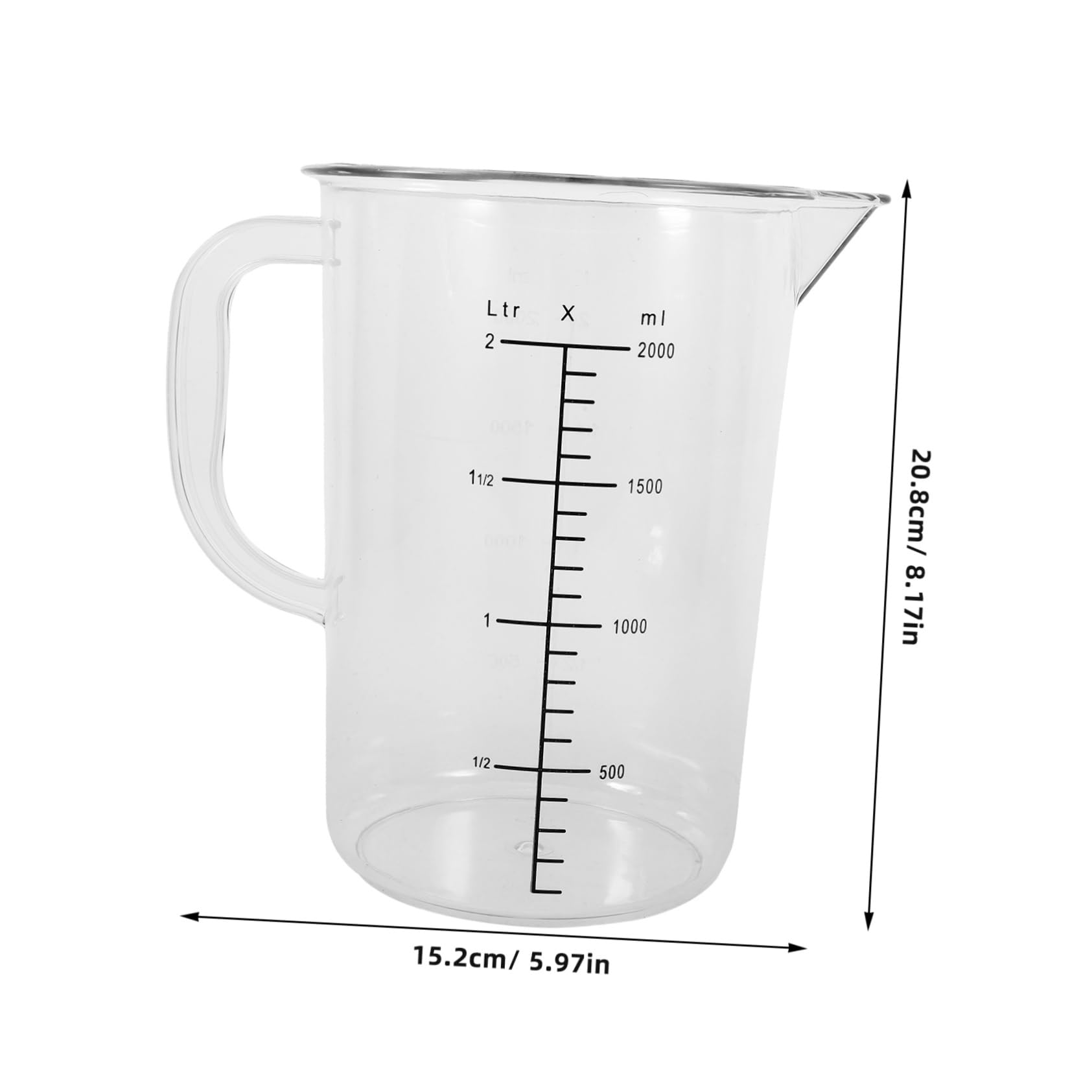 Gatuida 2pièces Grand Pichet à Mesurer Tasse Graduée Transparent Avec Poignée Ergonomique Pour Cuisine Boulangerie Et Cafés