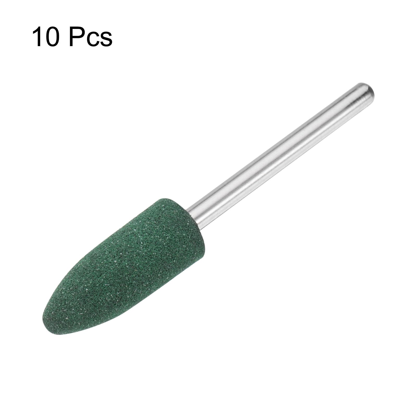 QUARKZMAN 10pcs Punte di Lucidatura in Gomma, Punte di Lucidatura Rotanti con Testa Conica Montata da 8mm (5/16 Pollici), Gambo da 3mm (1/8 Pollici), Verde