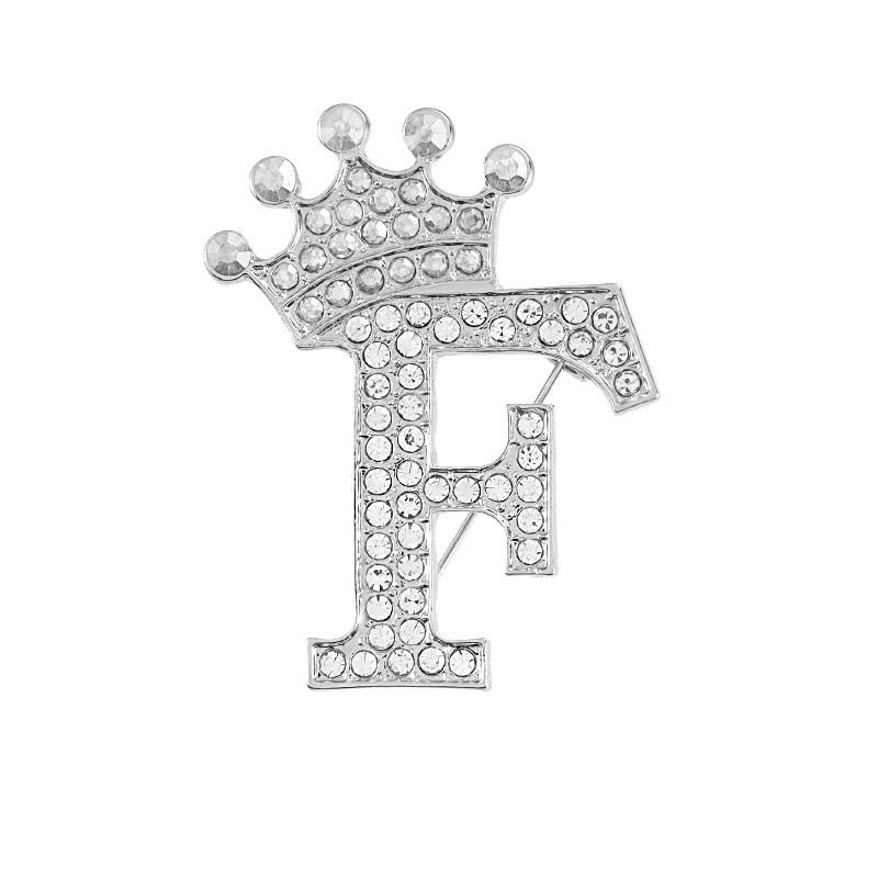イニシャルブローチピン - A～Z 26文字 ゴールドメッキ クリスタルラインストーン ブレストピン レディース、彼女へのパーソナライズされた名前入りギフト