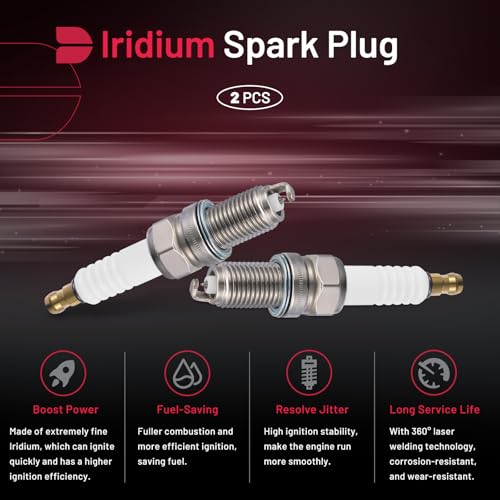 Image of BDFHYK 6046 Iridium Spark Plugs Compatible with Fiat 2012-2017 500 1.4L L4 for Chevy 2013-2015 Spark 1.2L L4 Engines Replacement for 97637 DCPR7EIX Set of 2