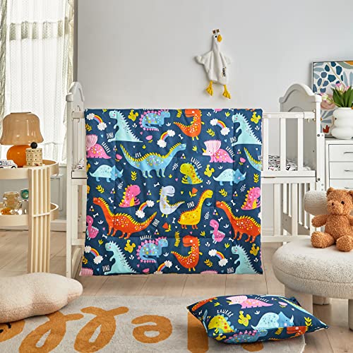 Dinosaur Crib Bedding Set 3 Pieces Navy Dino Baby Quilted Crib