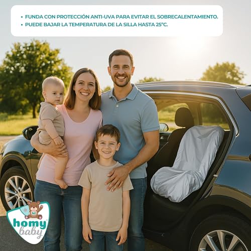 HOMYBABY® Funda Antitérmica Silla Coche Bebe Universal y Ajustable - Anti UV Protector Silla Coche - Cubre Sillita Infantil para Grupos 0 1 2 3 (Silver, X1) - imagen 8