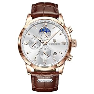 LIGE Armbanduhren Herren Männer Uhr Men’s Watches Lederarmband Chronograph Quarz
