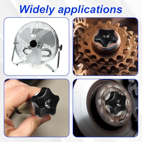 Oruola 6 Stück Sterngriffmutter,Rändelmutter 40mm,5 Sternförmiger Gewindeknauf,9.5mm Öffnung Flügelschraube für Schienenschrauben,Vorrichtungsknöpfe,Sägemaschine,Bohrmaschine