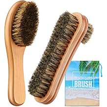 Remerry 2 Pcs Sand Brush Sand Remover Surf Off Brush with Bag Beach Accessories for Vacation, Beach Sports, Pets and MoreNatural Wood,Dark Bristle