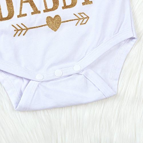 4PCS Newborn Baby Girls Princess Daddy Romper Floral Pants Hat Headband Outfits Set (0-6 Months, White+Pink)