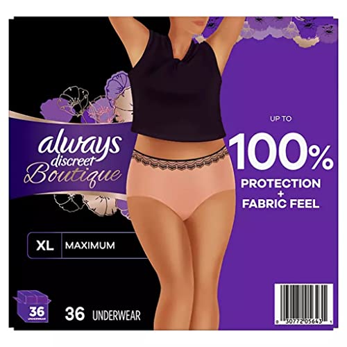 Always Discreet Boutique Incontinence Underwear, Maximum Absorbency, XL (36 Ct) - Thumbnail 2