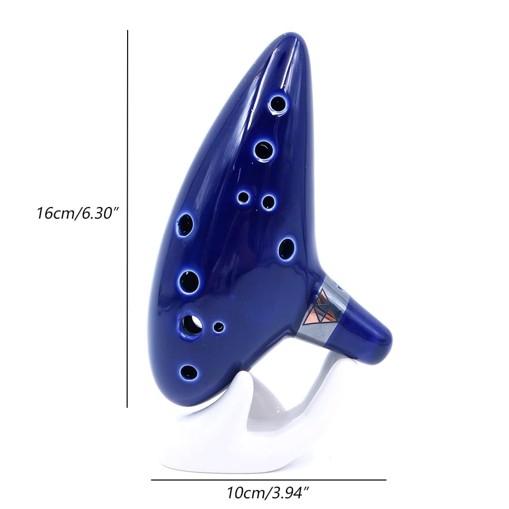Alnicov Ocarina alto en do 12 trous avec support de présentation et sac de protection Bleu