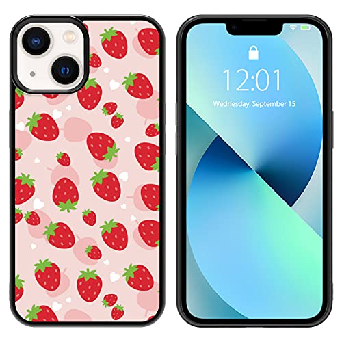 Pink Strawberry Phone Case for iPhone 13 - Shockproof Protective Designer Cute Cool Cover Pink Phone Case for Girls Women Child iPhone 13 Case for Pink Black