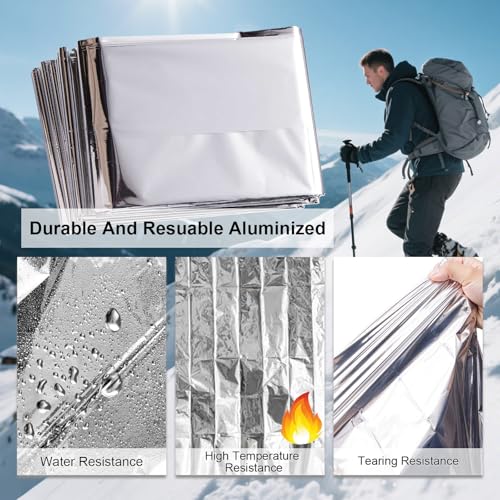 Emergency Blankets, Mylar Blankets, Space Thermal Blanket Survival Gear, Foil Blankets for Warmth, Heat Reflective Blanket for Outdoor Camping, Hiking, First Aid, Marathons, Bug Out Bag, Car Emergency - Image 4