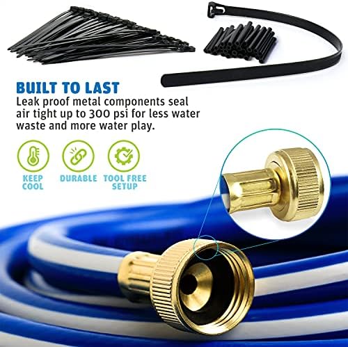 Trampoline Waterpark Heavy Duty Sprinkler Hose- Fun Summer Outdoor Water Game Toys Accessories - Best for Boys & Girls and Adults - Made to Attach On Safety Net Enclosure - Tool Free 2