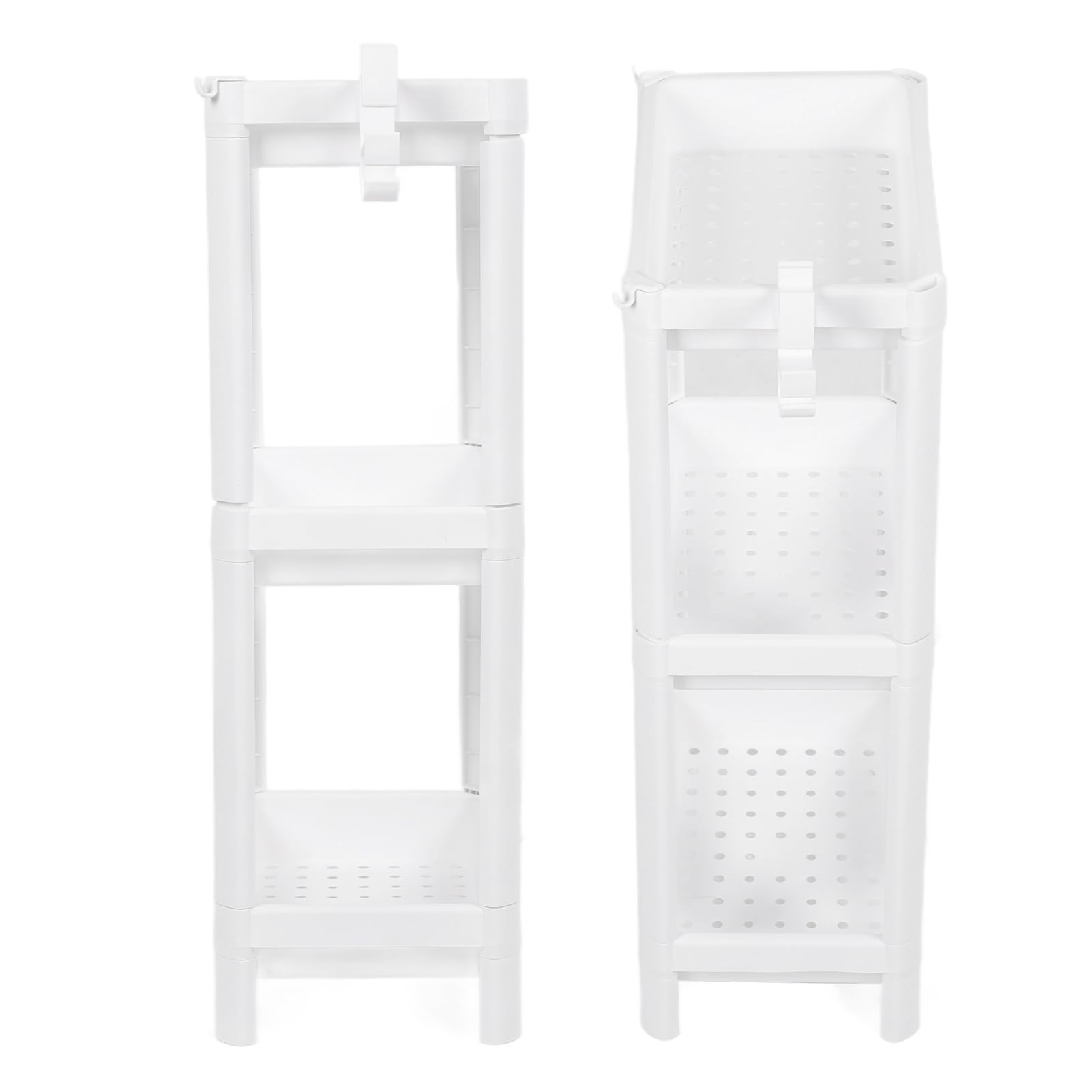 Estantería de plástico de 3 niveles ajustable para baño, independiente, para cocina, dormitorio y sala de estar, ahorra espacio para soluciones de almacenamiento fáciles