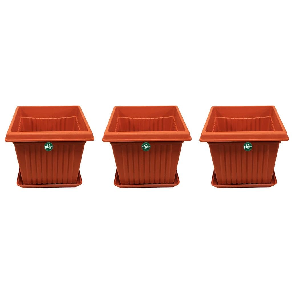 TrustBasket 14 inch Square Plastic Planter with Saucer - Set of 3 (B0CGM616P5) Amazon Price History, Amazon Price Tracker
