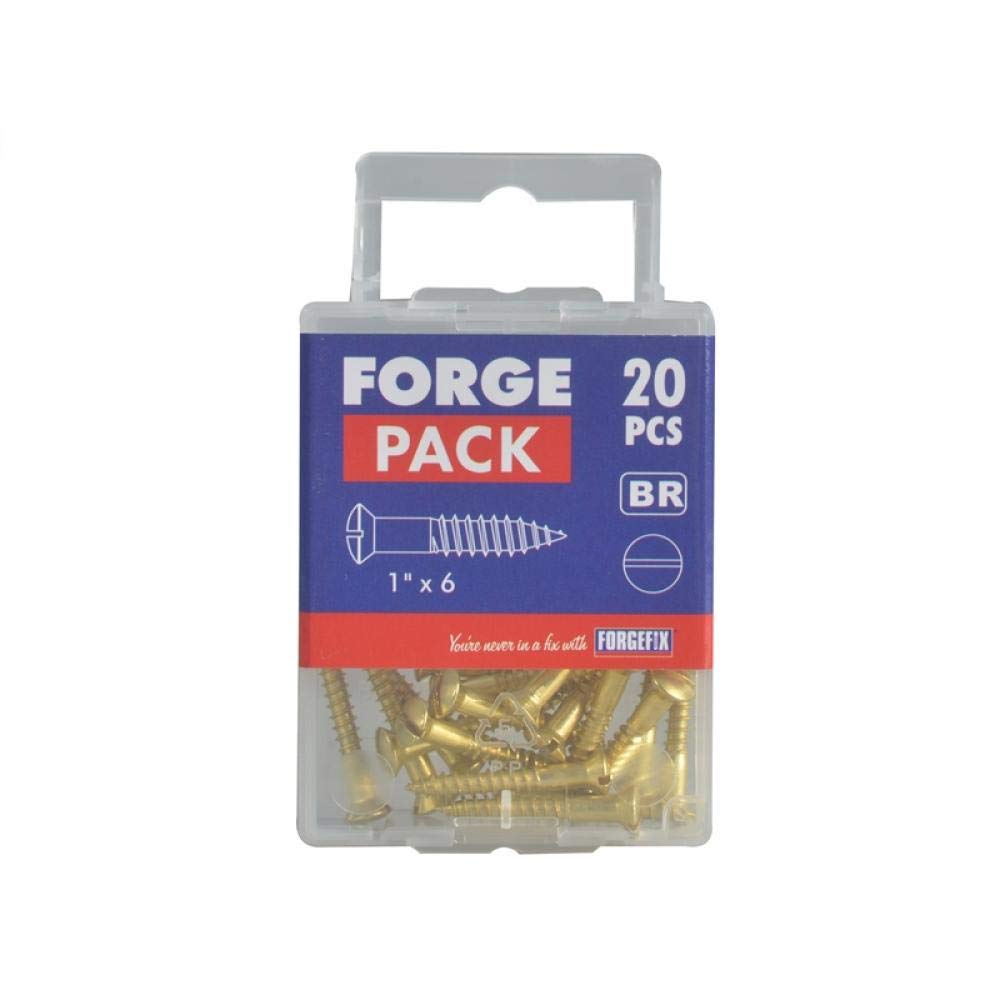 ForgePack Wood Screws - Solid Brass | 1" x 6 | Solid Brass | Pack 20