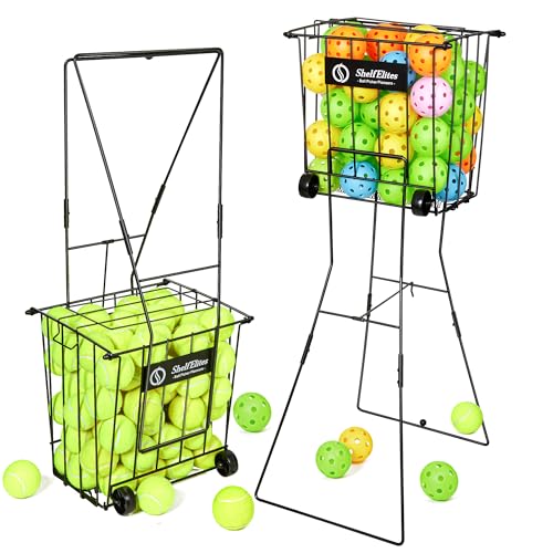 ShelfElites Tennis Ball Hopper Portable Tennis Ball Holder with Handle for Court Practice & Training (Large)