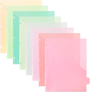 Binder Dividers with Pockets, 8 Tabs 3 Ring Dividers Binder Organizers Plastic Sheets Protectors for Us Letter Size, School, College, Office Supplies, Pastels (11 x 9.2 Inches)
