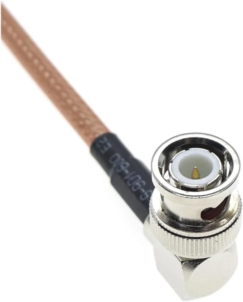 RG142 BNC オス 直角 - BNC メス ナット バルクヘッド ダブルシールド ジャンパー 同軸ケーブル(2M)