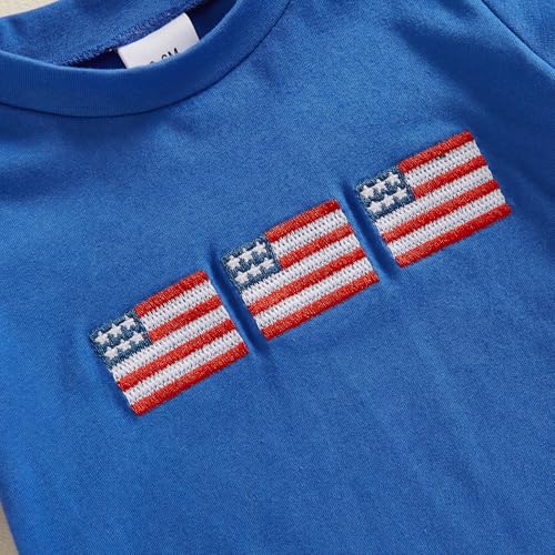 Image of 4th Of July Toddler Boy Outfit Popsicle American Flag T-Shirt and Gingham Plaid Shorts Set Independence Day Clothes