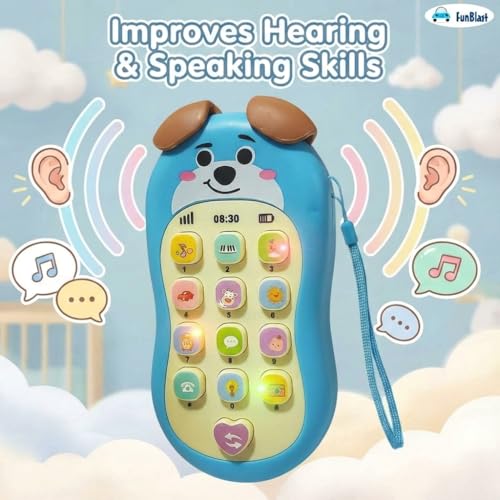 Image of FunBlast Cartoon Musical Mobile Phone for Kids, Mobile with Light & Sound Toys for Babies | Educational Toys for Kids 3+ Years /Boys /Girls-1 Unit (PuppyBlue)